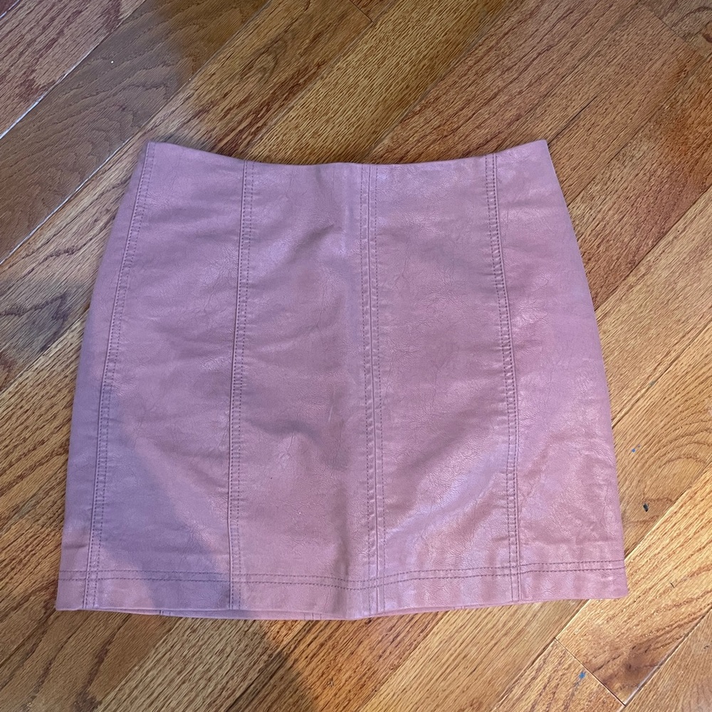 Free people leather pink mini skirt